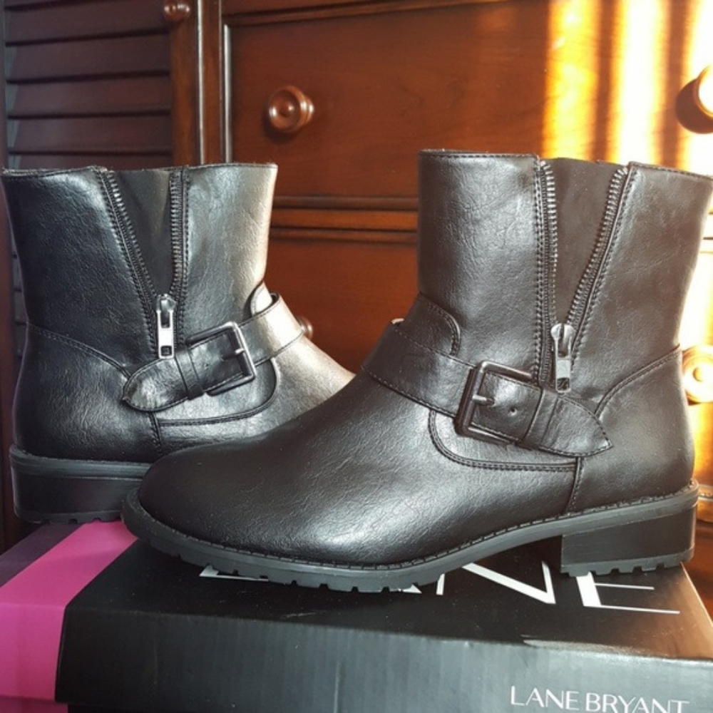 Lane Bryant Faux Leather Boots w/ Silver Accents